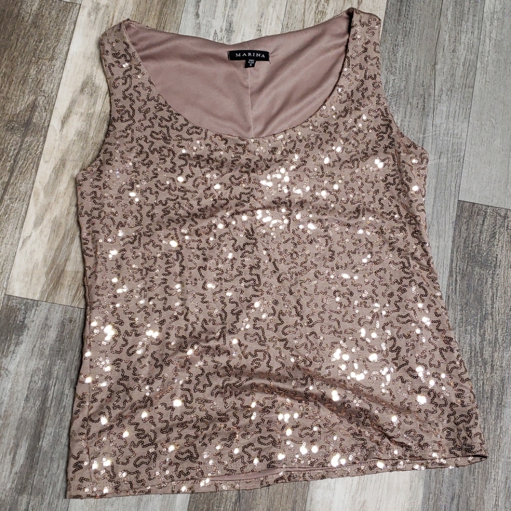 💕💕 MARINA Gold Sequined Cardigan Tank Set